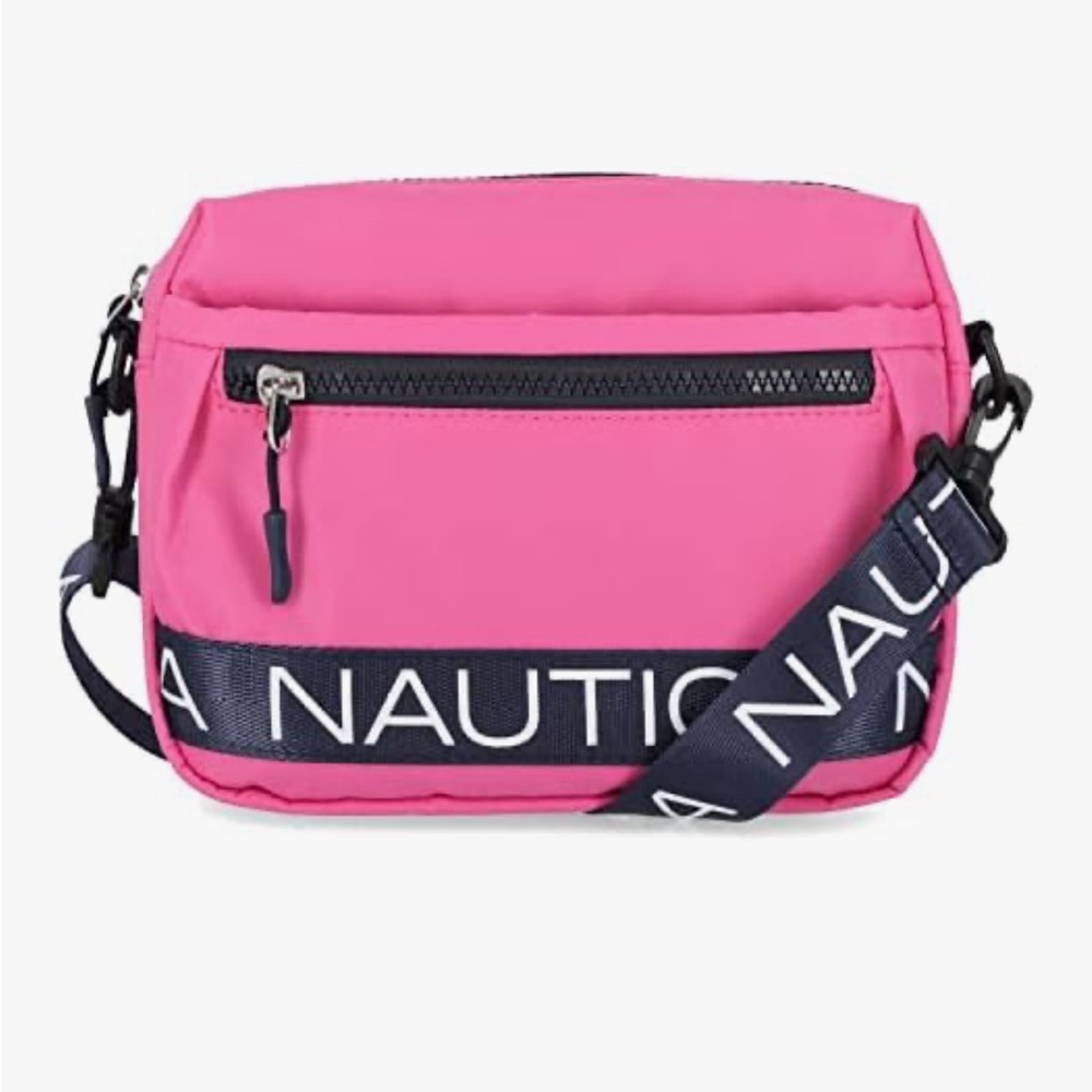 Nautica Pink Crossbody Bag with Navy Accents